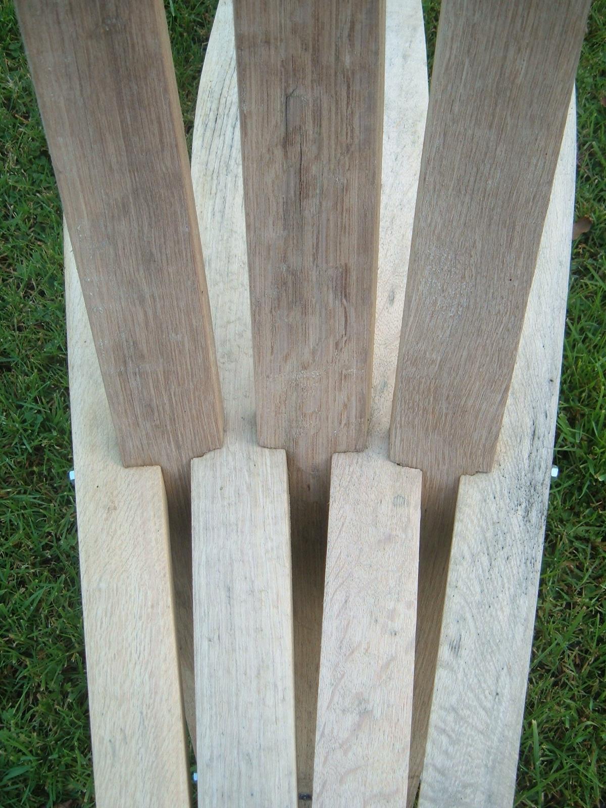 Old whisky barrel staves before being made into furniture