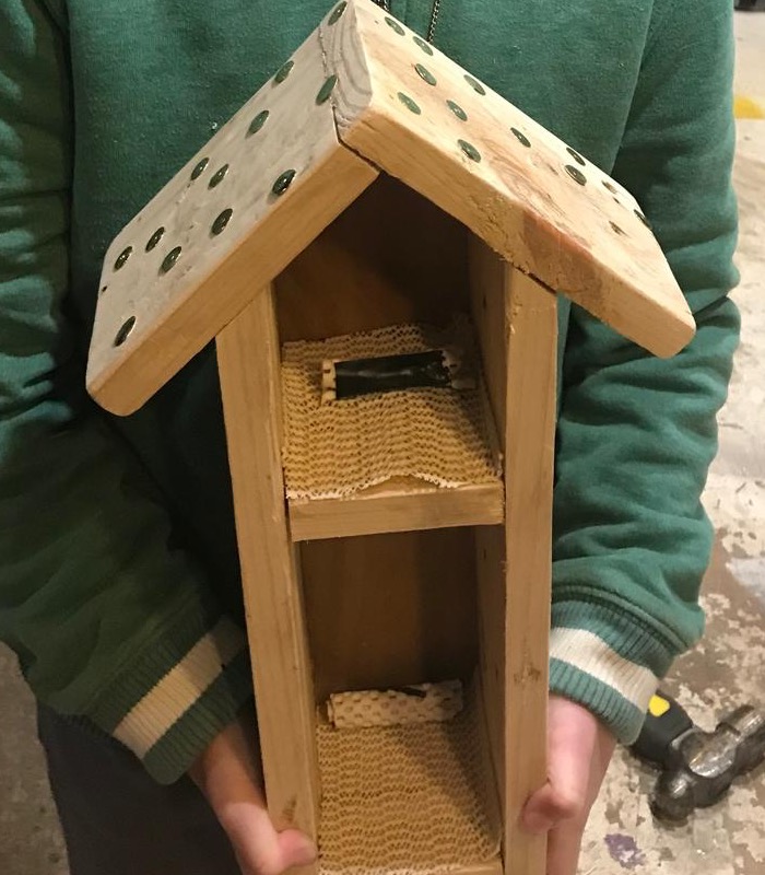 Elf house made from reclaimed wood offcuts
